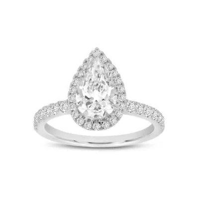 Luvmyjewelry Noor 14k White Gold Pear Lab Grown Diamond Halo Engagement Ring