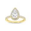 Luvmyjewelry Noor 14k Yellow Gold Pear Lab Grown Diamond Halo Engagement Ring In Yellow