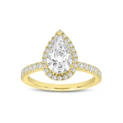 Luvmyjewelry Noor 14k Yellow Gold Pear Lab Grown Diamond Halo Engagement Ring