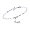 Luvmyjewelry North Star Crescent Diamond Bangle In Sterling Silver In Silver