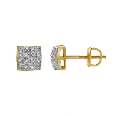 Luvmyjewelry Nova 10k Yellow Gold Cluster Diamond Unisex Earrings