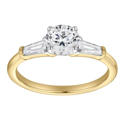 LUVMYJEWELRY NOVA 14K GOLD TAPERED BAGUETTE & ROUND CUT LAB GROWN DIAMOND THREE STONE RING - 1.48 CT