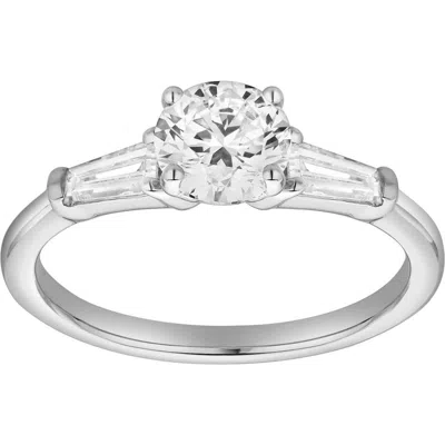 Luvmyjewelry Nova 14k Gold Tapered Baguette & Round Cut Lab Grown Diamond Three Stone Ring In Metallic