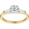 Luvmyjewelry Nova 14k Gold Tapered Baguette & Round Cut Lab Grown Diamond Three Stone Ring In 14k Yellow Gold