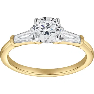 Luvmyjewelry Nova 14k Gold Tapered Baguette & Round Cut Lab Grown Diamond Three Stone Ring In 14k Yellow Gold