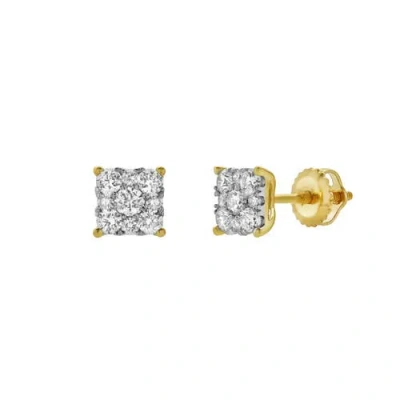 Luvmyjewelry Nova 14k Yellow Gold Cluster Lab Grown Diamond Unisex Earrings