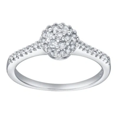 Luvmyjewelry Nuvienne 0.30 Cts Natural Diamond Halo Cluster 14k Gold Ring In Silver