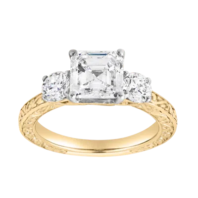 Luvmyjewelry Nyraelle 14k Gold 2.70 Ct Asscher Lab Grown Diamond Engagement Ring In Gray