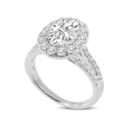 Luvmyjewelry Octavia 14k White Gold Oval Lab Grown Diamond Halo Engagement Ring