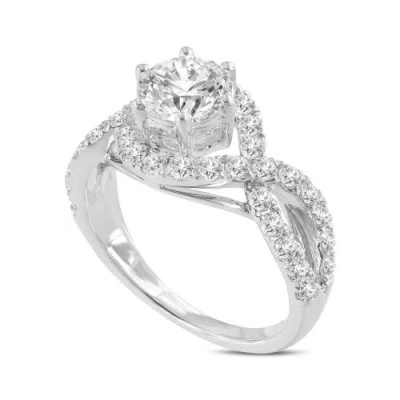 Luvmyjewelry Ondine 14k White Gold Round Cut Lab Grown Diamond Spiral Halo Engagement Ring