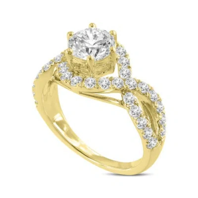 Luvmyjewelry Ondine 14k Yellow Gold Round Cut Lab Grown Diamond Spiral Halo Engagement Ring