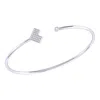 Luvmyjewelry One Way Arrow Sterling Silver Diamond Adjustable Cuff