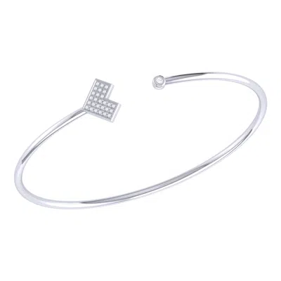 Luvmyjewelry One Way Arrow Sterling Silver Diamond Adjustable Cuff