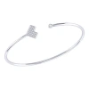 Luvmyjewelry One Way Arrow Sterling Silver Diamond Adjustable Cuff In Silver