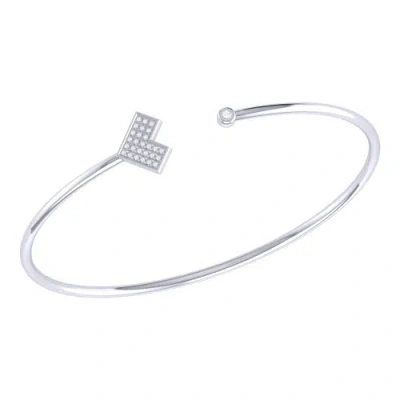 LUVMYJEWELRY LUVMYJEWELRY ONE WAY ARROW STERLING SILVER DIAMOND ADJUSTABLE CUFF