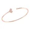 Luvmyjewelry One Way Arrow Sterling Silver Diamond Adjustable Cuff In Pink