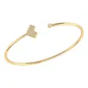 Luvmyjewelry One Way Arrow Sterling Silver Diamond Adjustable Cuff In Yellow