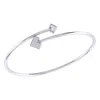 Luvmyjewelry One Way Arrow Sterling Silver Diamond Bangle In Silver