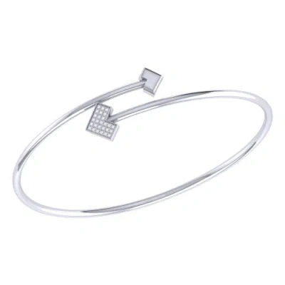 Luvmyjewelry One Way Arrow Sterling Silver Diamond Bangle In Silver