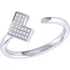 Luvmyjewelry One Way Arrow Sterling Silver Diamond Open Ring In Silver