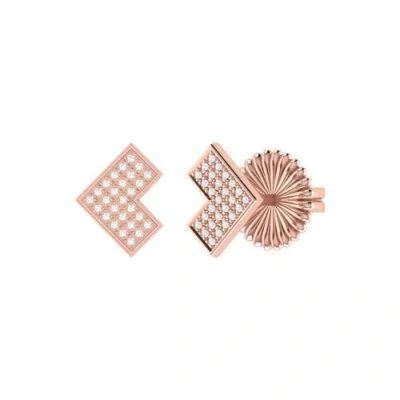 Luvmyjewelry One Way Arrow Sterling Silver Diamond Stud Earring In Pink