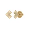 Luvmyjewelry One Way Arrow Sterling Silver Diamond Stud Earring In Yellow