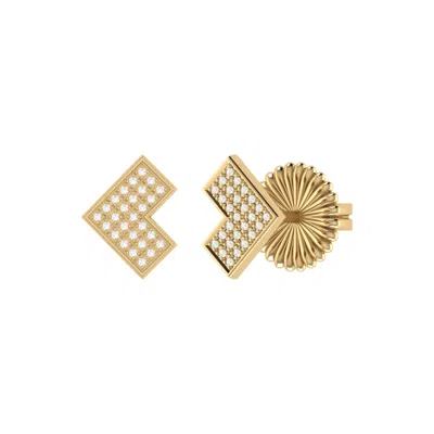 LUVMYJEWELRY ONE WAY ARROW STERLING SILVER DIAMOND STUD EARRING