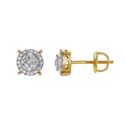 Luvmyjewelry Oralith 10k Yellow Gold Cluster Diamond Unisex Earrings - 0.24 Cts