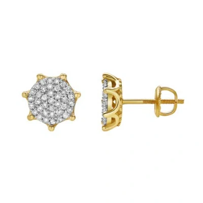 Luvmyjewelry Orchis L 10k Yellow Gold Cluster Diamond Unisex Earrings