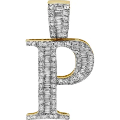 Luvmyjewelry P Initial Diamond Pendant 10k Yellow Gold In 10k Yellow Gold -