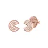 Luvmyjewelry Pac Man Candy Sterling Silver Diamond Earring In Pink