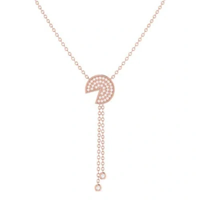 Luvmyjewelry Pac Man Candy Sterling Silver Diamond Lariat Necklace In 14kt Rose Gold Vermeil