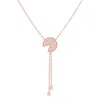 Luvmyjewelry Pac Man Candy Sterling Silver Diamond Lariat Necklace In Pink