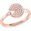 Luvmyjewelry Pac Man Candy Sterling Silver Diamond Open Ring In 14kt Rose Gold Vermeil