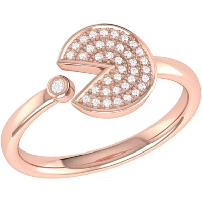 Luvmyjewelry Pac Man Candy Sterling Silver Diamond Open Ring In 14kt Rose Gold Vermeil