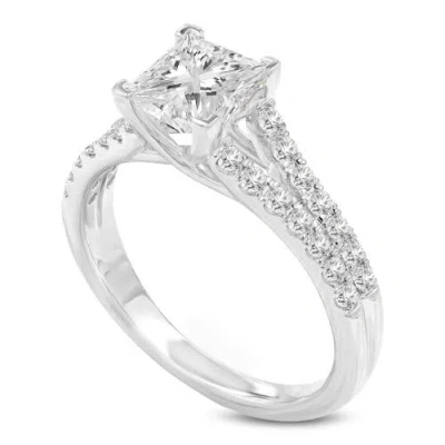 Luvmyjewelry Parineeta 14k Gold Princess Cut Lab Grown Diamond  Engagement Ring In 14k White Gold
