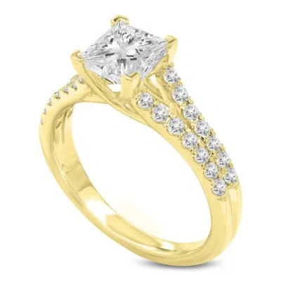 Luvmyjewelry Parineeta 14k Gold Princess Cut Lab Grown Diamond  Engagement Ring In 14k Yellow Gold