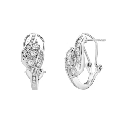 Luvmyjewelry Peonelle Cluster Diamond Huggie Hoop Earrings In 14k Gold In Gray