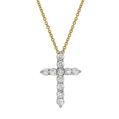 Luvmyjewelry Petite Cross Diamond Pendant In 10k Yellow Gold