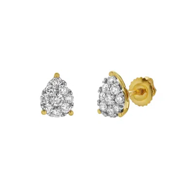 Luvmyjewelry Poire 14k Yellow Gold Cluster Lab Grown Diamond Unisex Earrings