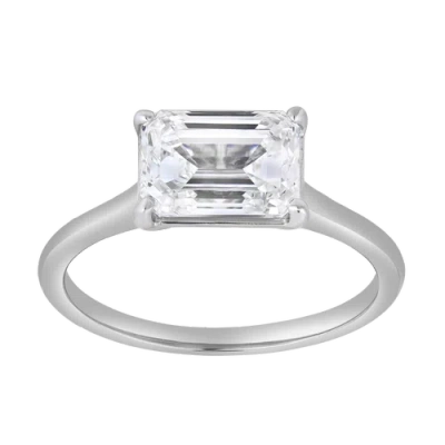 Luvmyjewelry Posy 1.5 Ct Emerald East West 14k Gold Lab Grown Diamond Ring In 14k White Gold