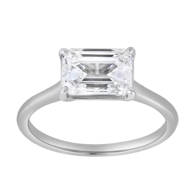 Luvmyjewelry Posy 2 Ct Emerald East West Lab Grown Diamond Ring In 14k Gold In Silver