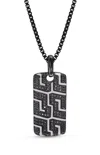 Luvmyjewelry Pro Rider Tire Tread Silver & Black Diamond Tag Necklace In Grey