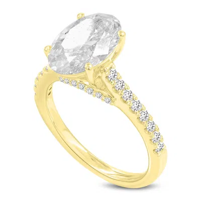 LUVMYJEWELRY PROSE 14K GOLD OVAL LAB GROWN DIAMOND HIDDEN HALO ENGAGEMENT RING - 2.5 CT
