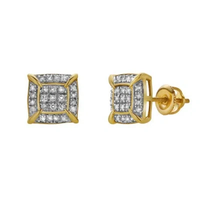 Luvmyjewelry Pulse 10k Yellow Gold Cluster Diamond Unisex Earrings