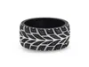 Luvmyjewelry Racer Swag Tire Tread Sterling Silver & Black Diamond Ring In Grey