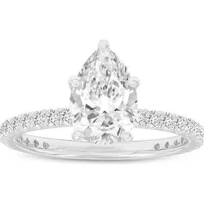 Luvmyjewelry Rania 14k White Gold Pear Lab Grown Diamond Hidden Halo Engagement Ring