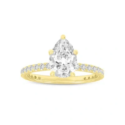 Luvmyjewelry Rania 14k Yellow Gold Pear Lab Grown Diamond Hidden Halo Engagement Ring