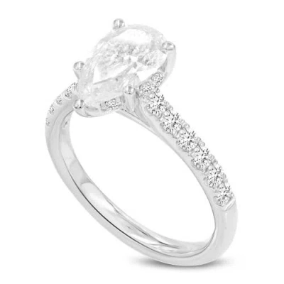 Luvmyjewelry Rasha 14k White Gold Pear Lab Grown Diamond Hidden Halo Engagement Ring