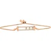 Luvmyjewelry Rectangular Kinetic Trio Slider Bolo Adjustable Diamond Bracelet In 14k Gold In 14k Rose Gold